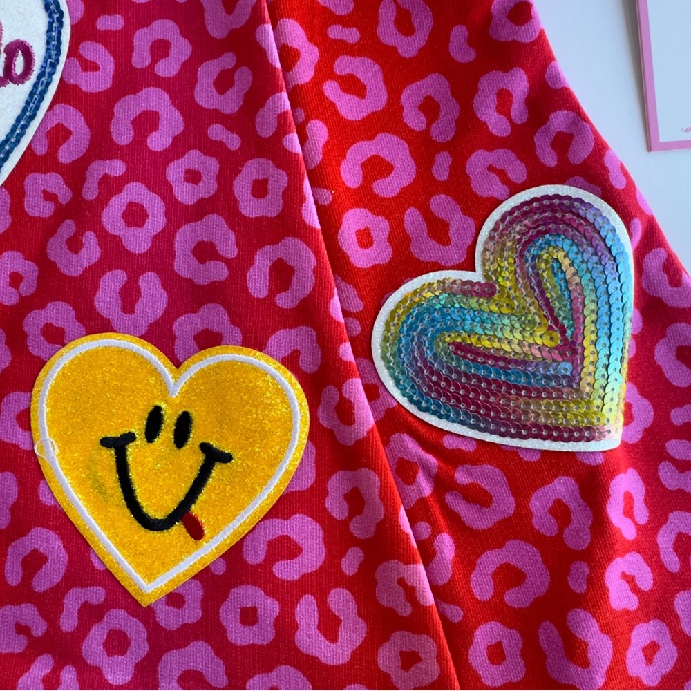 Rare Editions Toddler Girls Leopard Print Patches Dress Pink/Red NWT NEW - Picture 6 of 15